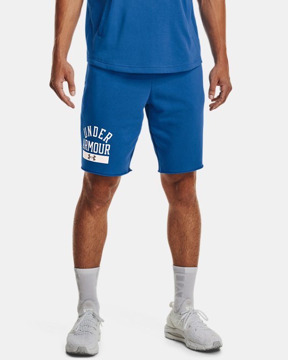 Men's UA Rival Terry Colorblock Shorts, Blue, pdpMainDesktop image number 0